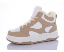 кроссовки женские QQ Shoes, модель SS2189 beige-white зима