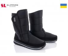 дутики женские Slipers, модель 3104 чорний зима