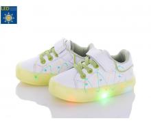 кроссовки детские Clibee-Doremi, модель N57-2 white-green LED демисезон