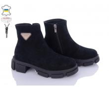 Ботинки женские Мрія, модель 271 чорний замш зима
