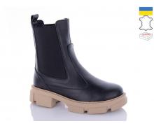 ботинки женские Sali, модель 505-3 чорний- бежевий к зима зима