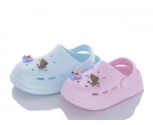 Кроксы детские YZY, модель 2356 blue-pink mix лето